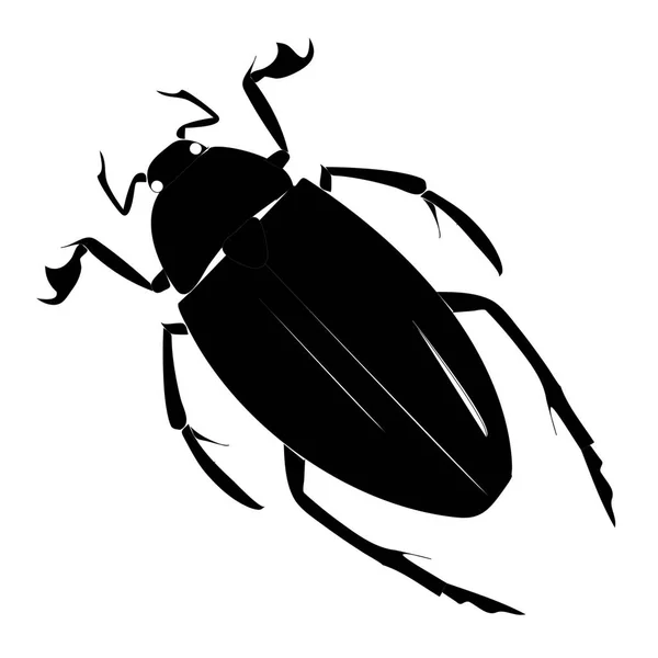 Negro silueta simple de un escarabajo — Vector de stock