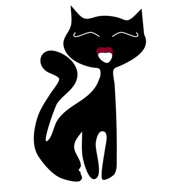 Silueta negra simple de un gato sobre un fondo blanco —  Fotos de Stock