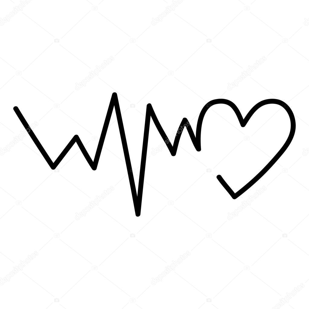 Line of hearts in the form of a logotype on a white background