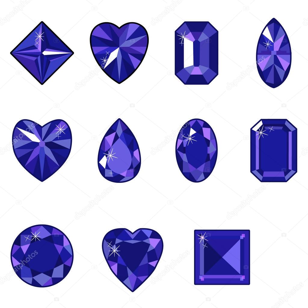 Vector set of diamonds of various shapes