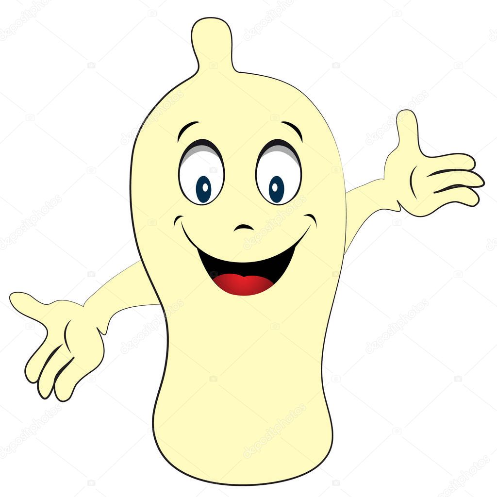 Funny condom character. flat vector illustration isolate