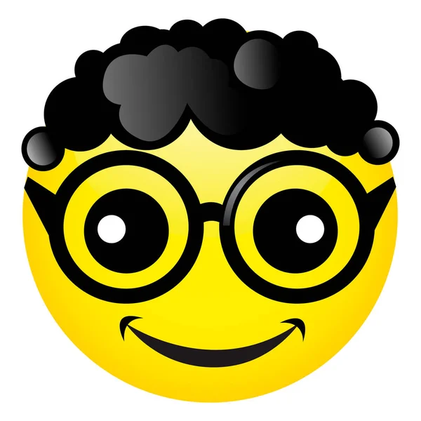 Logo, smiley avec des lunettes, dessin animé intelligent bon signe joyeux, bulle, vecteur — Image vectorielle