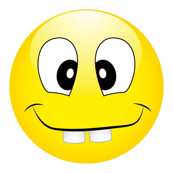 Смешная глупая желтая улыбка с большими зубами на белом фоне — стоковый вектор
