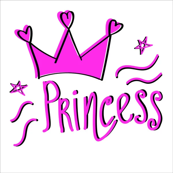 Сверху буква Принцесса розовая с черным. Симпатичная векторная иллюстрация . — стоковый вектор