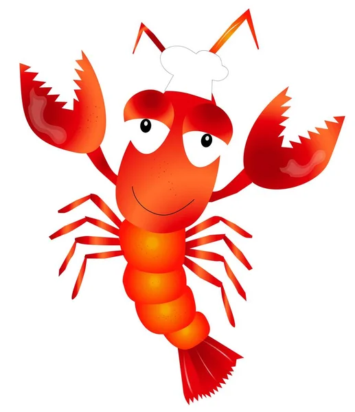 Vektor Ilustrasi Kartun Lobster Lucu Eps - Stok Vektor