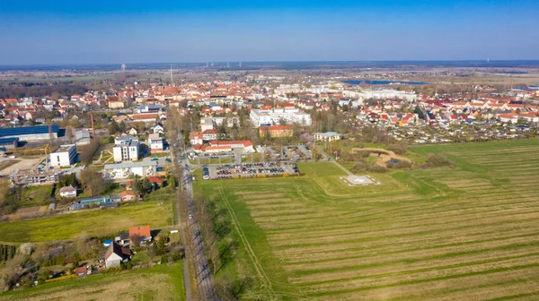 Nauen Braniborsko Německo 2020 Město Nauen Vyfotografované Vzduchu Nemocnicí Havellandklinik — Stock fotografie