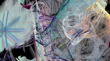 Fantezi kaotik renkli fraktal desen. Soyut Fraktal şekiller. 3D render resimde arka plan veya duvar kağıdı