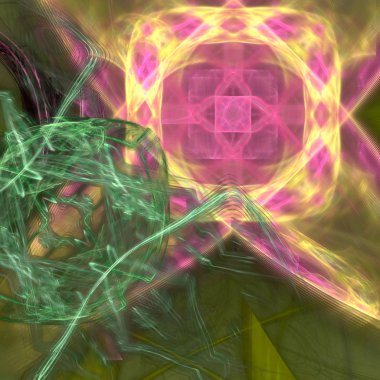 Fantezi kaotik renkli fraktal desen. Soyut Fraktal şekiller. 3D render resimde arka plan veya duvar kağıdı