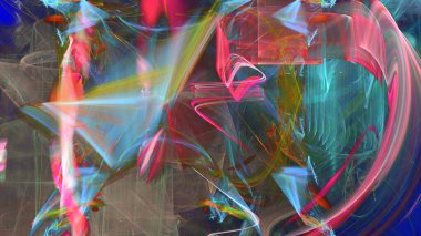 Fantezi kaotik renkli fraktal desen. Soyut Fraktal şekiller. 3D render resimde arka plan veya duvar kağıdı