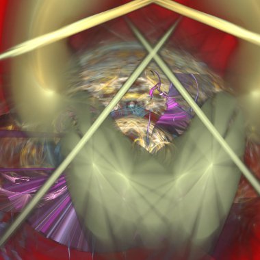 Fantezi kaotik renkli fraktal desen. Soyut Fraktal şekiller. 3D render resimde arka plan veya duvar kağıdı