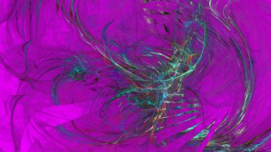 Fantezi kaotik renkli fraktal desen. Soyut Fraktal şekiller. 3D render resimde arka plan veya duvar kağıdı