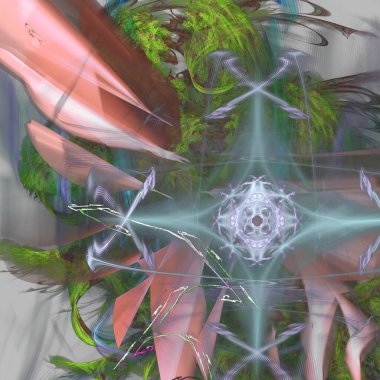 Fantezi kaotik renkli fraktal desen. Soyut Fraktal şekiller. 3D render resimde arka plan veya duvar kağıdı