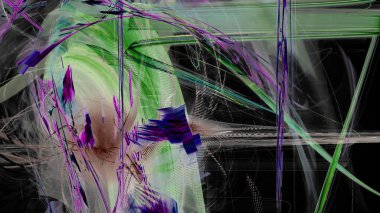 Fantezi kaotik renkli fraktal desen. Soyut Fraktal şekiller. 3D render resimde arka plan veya duvar kağıdı