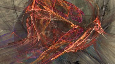 Fantezi kaotik renkli fraktal desen. Soyut Fraktal şekiller. 3D render resimde arka plan veya duvar kağıdı