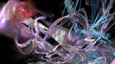 Fantezi kaotik renkli fraktal desen. Soyut Fraktal şekiller. 3D render resimde arka plan veya duvar kağıdı