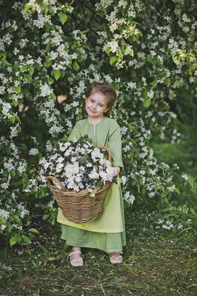 Retrato de una niña en un jardín de primavera 8320 . —  Fotos de Stock
