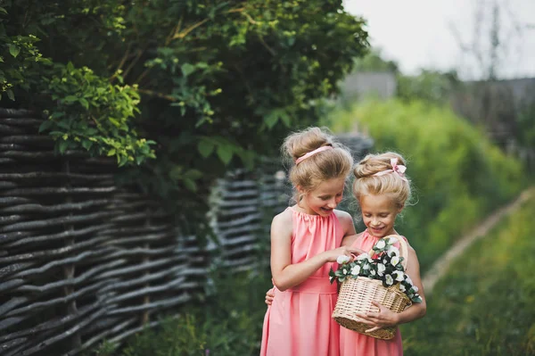 ピンクのドレスと自然 6616 化粧のガール フレンド. — ストック写真