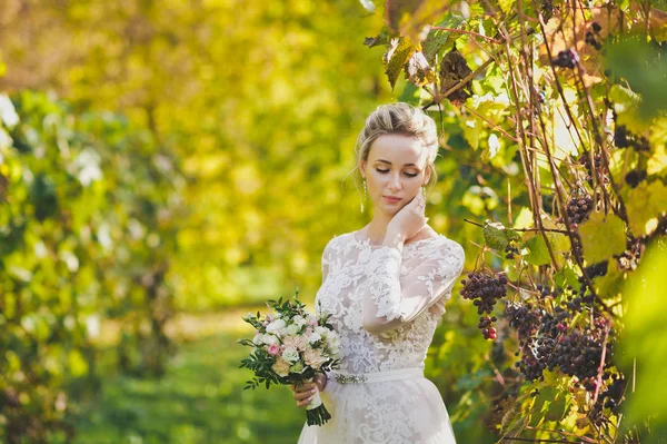 Retrato de noiva bonita em vestido longo 369 . — Fotografia de Stock