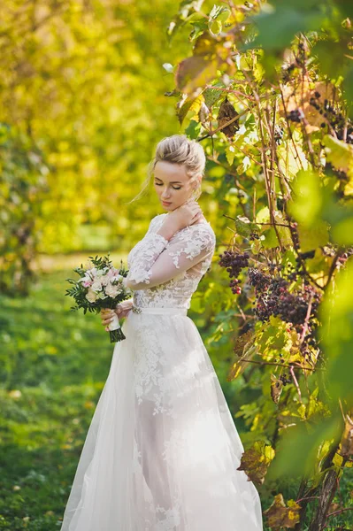 Portrait of beautiful bride in long dress 368. — Stok Foto