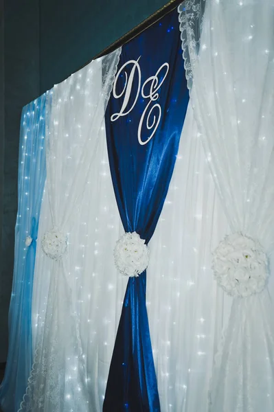 Details of the interior decorated in the blue style of the celeb — Stock Photo, Image