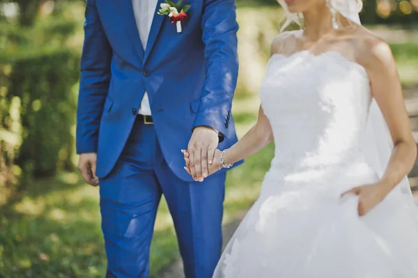 O casal gentilmente segurando uns aos outros mãos 7859 . — Fotografia de Stock