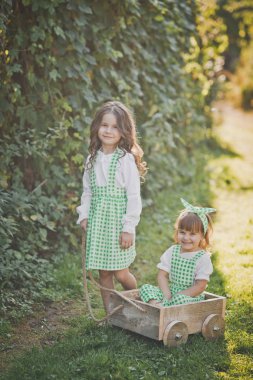 İki çocuk küçük bir arabayla oynuyorlar. 1875..