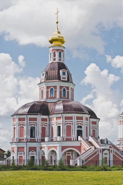 Two-tier Church on the background of the summer field 1830. — Stock Photo, Image