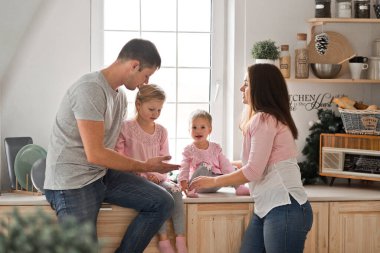 Aile yeni yıl mucizesi için dinleniyor.