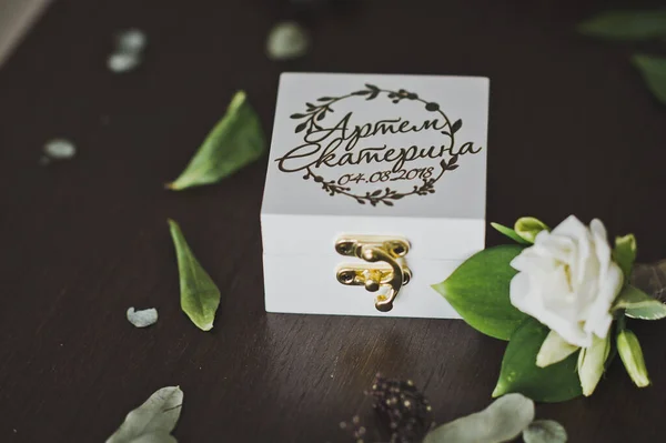 Name box for wedding rings 2413. — Stock Photo, Image