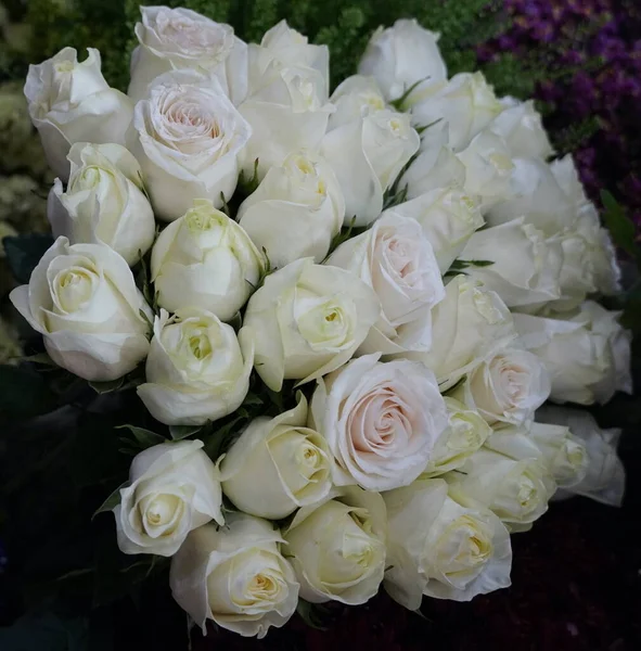 White Roses Background Variety White Roses Beautiful Bouquet Bridal Bouquet — Stock Photo, Image
