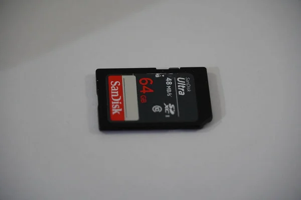 Front Sandisk Memory Card White Isolated Background Sandisk Ultra Micro — Stock Photo, Image