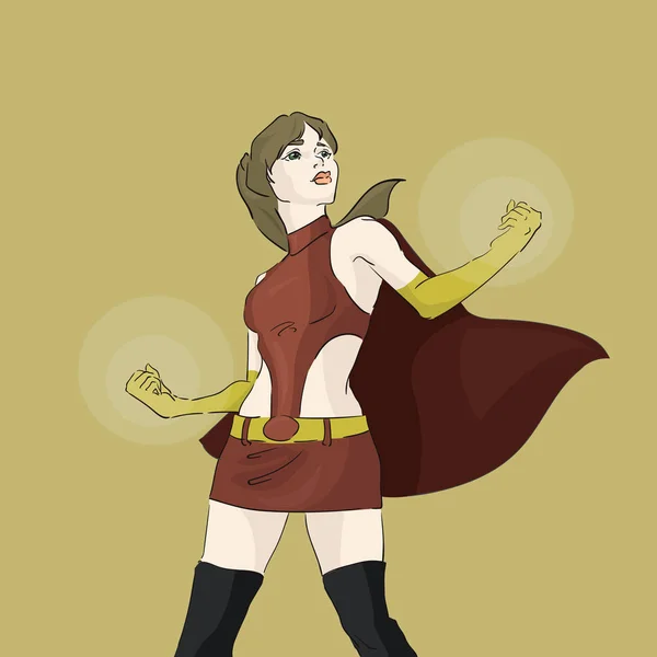 Жіночий супергеройський мультиплікаційний стиль Векторні ілюстрації ізольовані. жінка в діловому костюмі і в супергерої маскується, суперсила дівчина. Ділова жінка як супергерой Ліцензійні Стокові Вектори