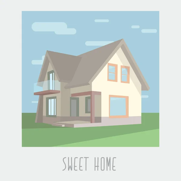 Vector afbeelding van een huis op de foto, sweet home — Stockvector