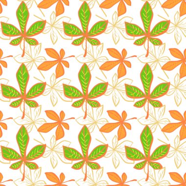 Sonbahar kestane yapraklı kusursuz vektör deseni.