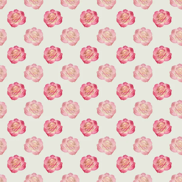 Pattern Watercolor Roses Seamless Watercolor Pattern Yellow Red Roses Gray — Stock Photo, Image