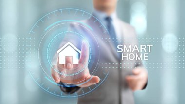 Ekrandaki şeylerin konseptinin akıllı ev yaşamı otomasyonu IOT interneti.