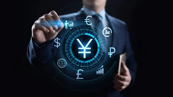 YEN-Symbol Devisenhandel Börse Geschäftsfinanzierungskonzept. — Stockfoto