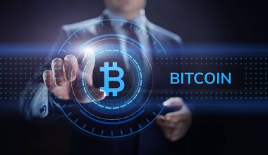 Bitcoin kripto para dijital para finansman iş teknolojisi kavramı.