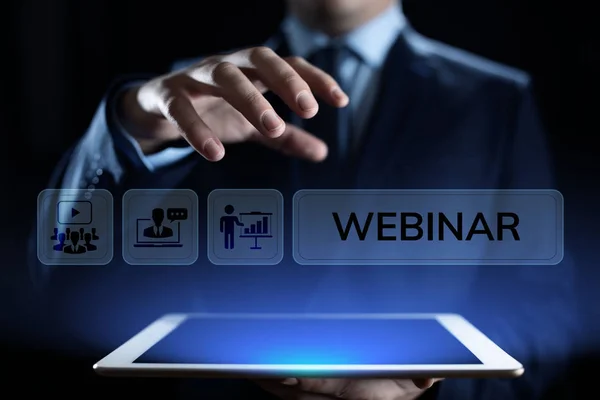 Webinar E-learning Online Σεμινάριο Εκπαίδευση Επιχειρηματική έννοια. — Φωτογραφία Αρχείου