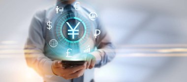 YEN sembolü Forex döviz kurunun ticari finans kavramı.
