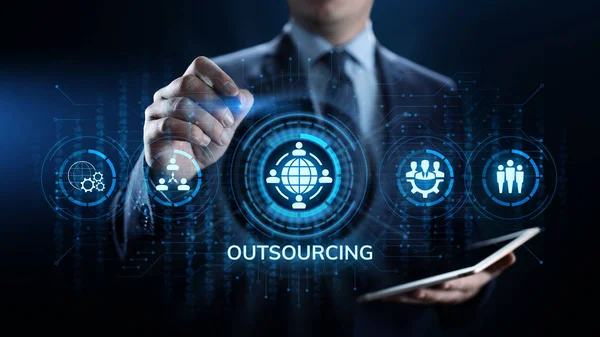 Outsourcing Global Recruitment Business und Internet-Konzept. — Stockfoto