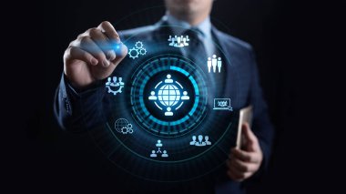 Dış kaynak kullanımı Küresel İş ve İnternet kavramı.