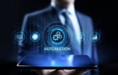 İş süreci otomasyon endüstriyel teknoloji yenilik optimizasyon kavramı.