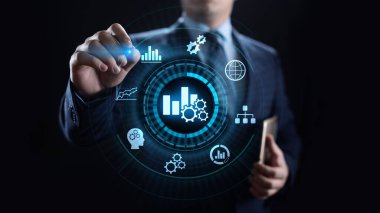 İş analitiği istihbarat analizi BI büyük veri teknolojisi kavramı.