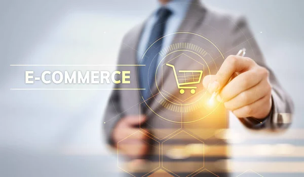 E-commerce Zakupy online Cyfrowa koncepcja marketingu i technologii sprzedaży. — Zdjęcie stockowe