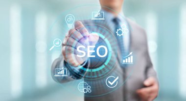 SEO Arama motoru optimizasyonu dijital pazarlama iş teknolojisi kavramı.