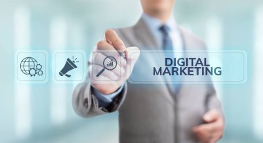 Dijital pazarlama internet reklamcılığı ve satış iş teknolojisi kavramını artırıyor.