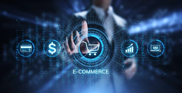E-commerce Zakupy online Cyfrowa koncepcja marketingu i technologii sprzedaży. — Zdjęcie stockowe