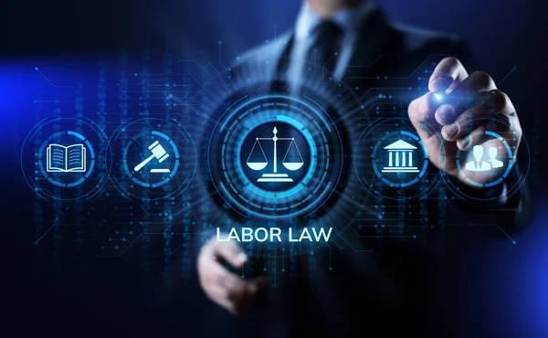 Pracovní právo, Advokát, Advokát, Právní poradenství obchodní koncept na obrazovce. — Stock fotografie