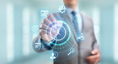 Zaman yönetimi proje planlaması iş dünyası internet teknolojisi kavramı.